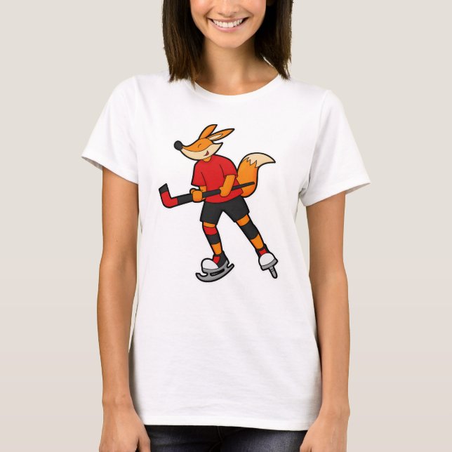 Fuchs beim Eishockey mit Eishockeyschläger T-Shirt (Vorderseite)