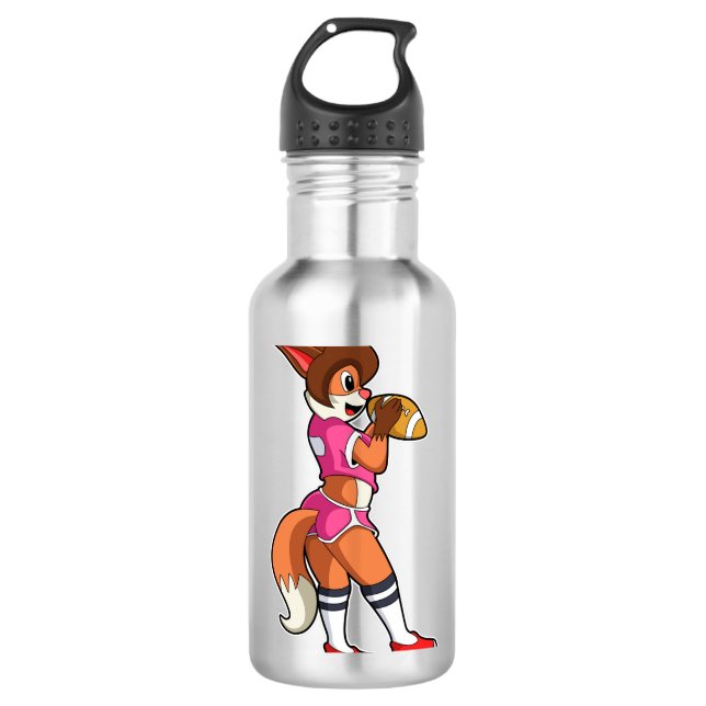 Fuchs beim Fußball Edelstahlflasche (Vorderseite)