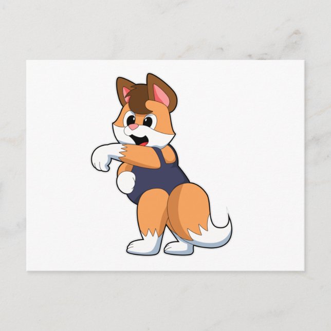 Fuchs beim Schwimmen mit Badeanzug Postkarte (Vorderseite)