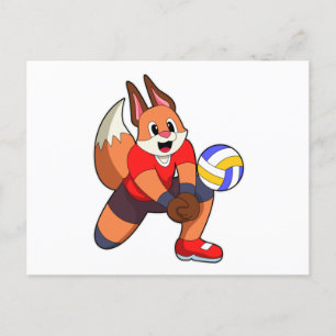 Fuchs beim Volleyballsport Postkarte