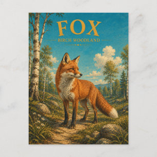 Fuchs-Birken-Wald Wasserfarbe GeoSaga Postkarte