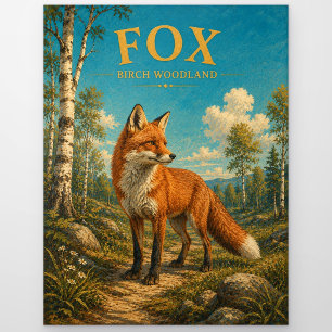 Fuchs-Birken-Wald Wasserfarbe GeoSaga Postkarte