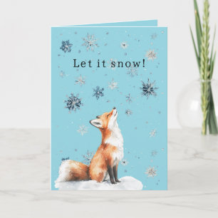 Fuchs Blau Schneeflocken Weihnachten Lass es schne Karte