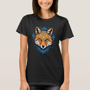 Fuchs Blaue Augen Gesicht Polygon Geometrischer Ti T-Shirt
