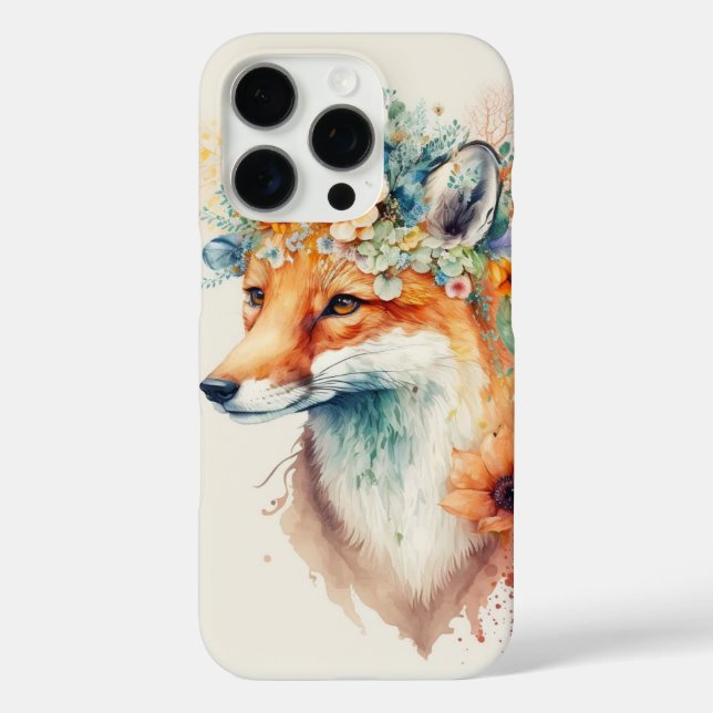 Fuchs-Blumenkrone Aquarell iPhone 16 Pro Hülle (Rückseite)