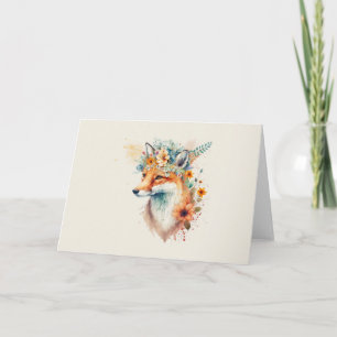 Fuchs-Blumenkrone Aquarell Karte