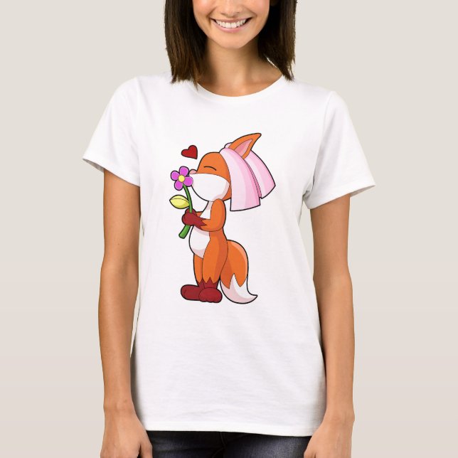 Fuchs Braut Blume Hochzeit T-Shirt (Vorderseite)
