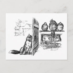 Fuchs, der Hühner belauscht Postkarte
