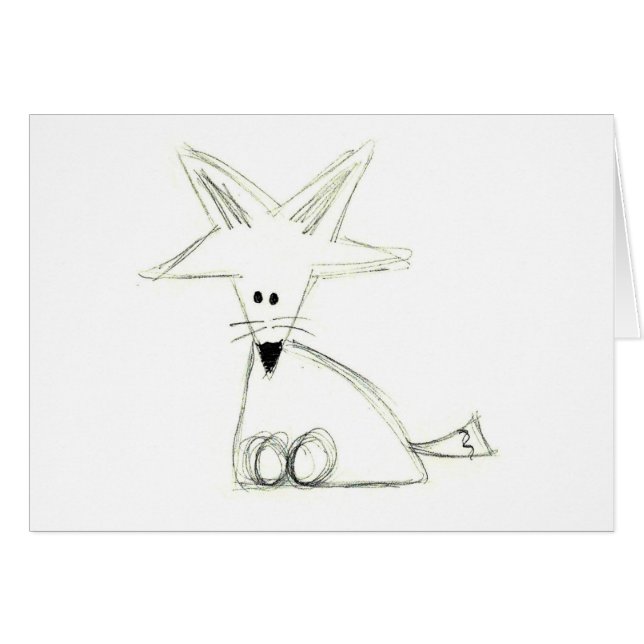 Fuchs doodle Schwarz-weiße graue, einfache Kinder  (Vorderseite (Horizontal))