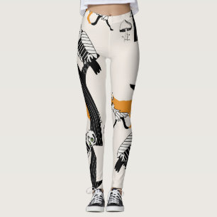 Fuchs, Eule, Baum, Vintag nahtlos. Leggings