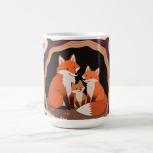 Fuchs-Familie Herbstwaldhöhle Kaffeetasse