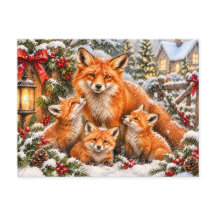 Fuchs-Familie zu Weihnachten – Wasserfarben-Waldla