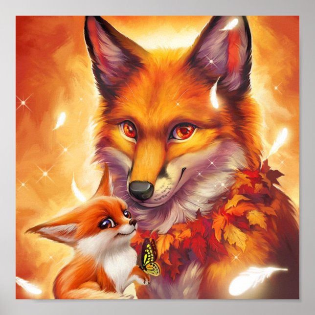 Fuchs-Familienposter Poster (Vorne)