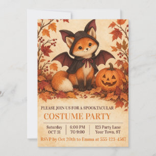 Fuchs-Fledermaus-Kostüm Halloween-Party-Einladung Einladung
