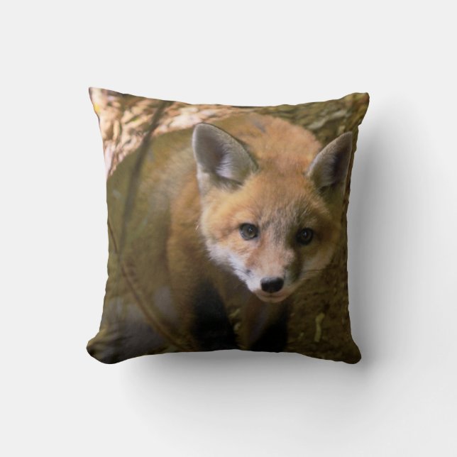 Fuchs-Fotobaumwollthrowkissen Kissen (Vorderseite)