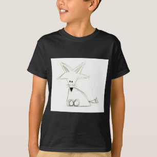 Fuchs-Gekritzel schwarz weiß grau einfach Kinderze T-Shirt