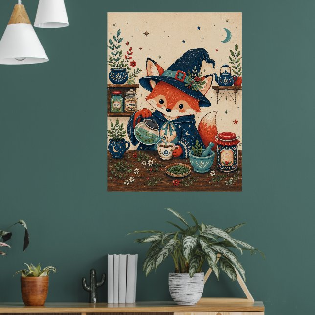 Fuchs-Hexen-Teezubereiter Poster (Wohnzimmer 1)