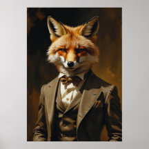 Fuchs im Anzug Kunstprint Lustiger Tier Wandposter