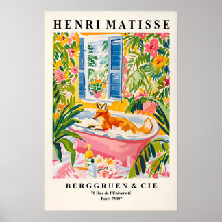 Fuchs im Badewannen-Kunstposter im Stil von Matiss Poster