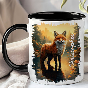 Fuchs im herbstlichen Wald Reflexion Tasse