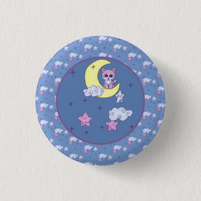 Fuchs im Mond Button (Vorderseite)