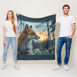 Fuchs in den Blumen Fleecedecke