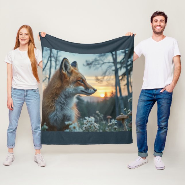 Fuchs in den Blumen Fleecedecke (Beispiel)