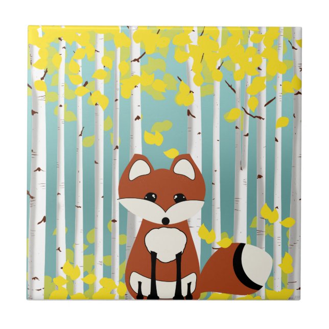 Fuchs in den Herbstgeburten Fliese (Vorderseite)