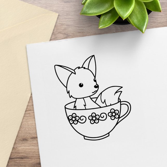 Fuchs in einem Teacup Gummistempel (Von Creator hochgeladen)