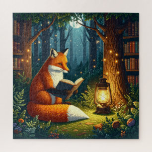 Fuchs in einer magischen Wald Bibliothek