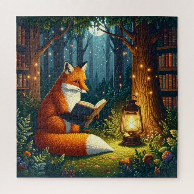 Fuchs in einer magischen Wald Bibliothek (Vertikal)