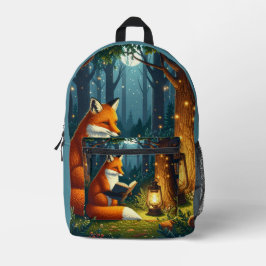 Fuchs in einer magischen Wald Bibliothek Bedruckter Rucksack