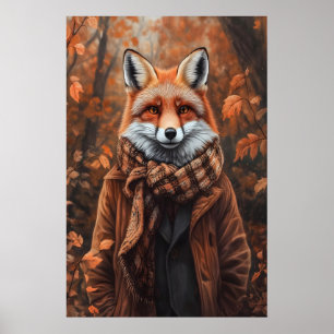 Fuchs in Herbstkleidung Kunstprint, gemütlicher He Poster