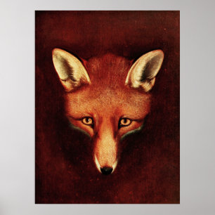 Fuchs Kopf Vintage-Druck Antike Tierillustration Poster