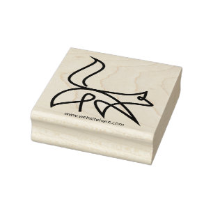 Fuchs-Linienkunstzeichnung Tier-Logo-Unterschrift Gummistempel