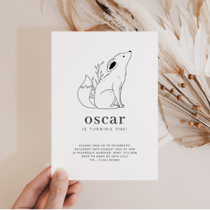 Fuchs-Linienzeichnung Geburtstagseinladung Einladung