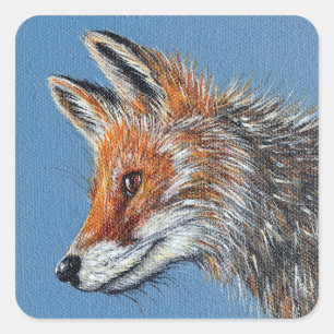 Fuchs Malerei Quadratischer Aufkleber