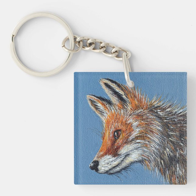 Fuchs Malerei Schlüsselanhänger (Vorderseite)