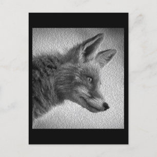 FUCHS MALEREI STIL SCHWARZ WEISS POSTKARTE