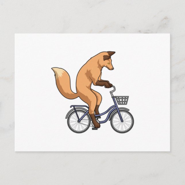 Fuchs mit Fahrrad Postkarte (Vorderseite)