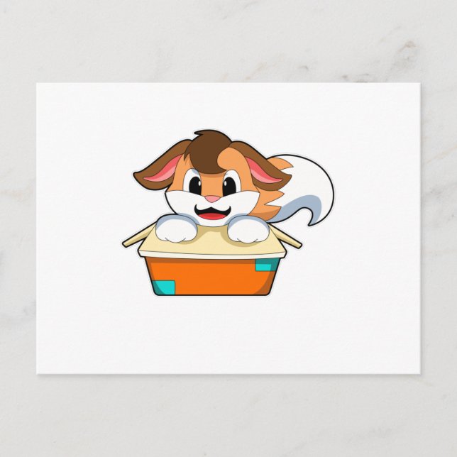 Fuchs mit Kiste Postkarte (Vorderseite)
