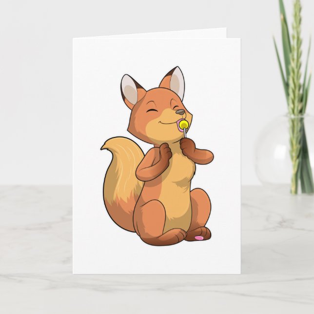 Fuchs mit Lutscher Karte (Vorderseite)