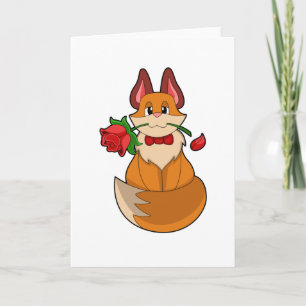 Fuchs mit Rosenblume Karte