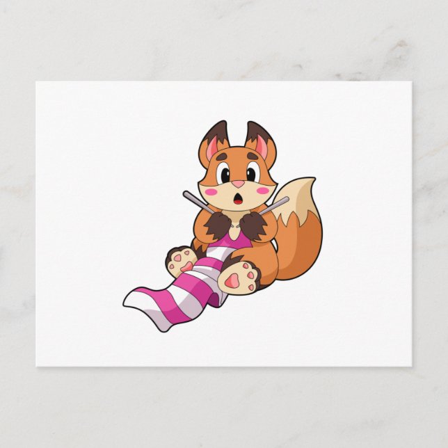 Fuchs mit Schal Postkarte (Vorderseite)