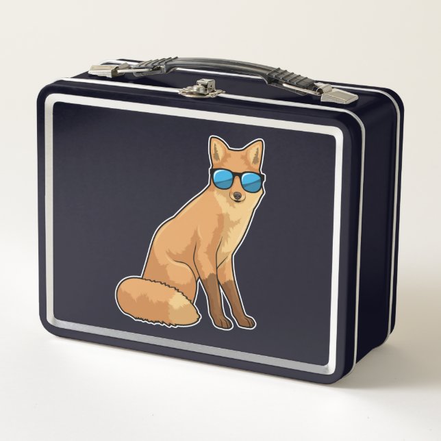 Fuchs mit Sonnenbrille Metall Brotdose (Vorderseite)