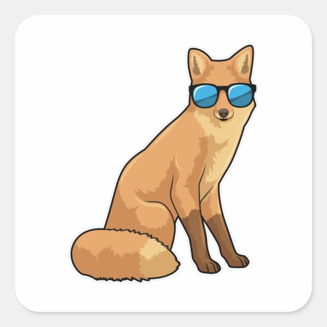 Fuchs mit Sonnenbrille Quadratischer Aufkleber (Vorderseite)