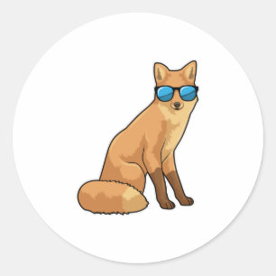 Fuchs mit Sonnenbrille Runder Aufkleber