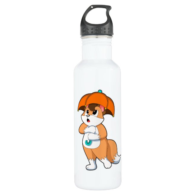 Fuchs mit Umbrella Edelstahlflasche (Vorderseite)