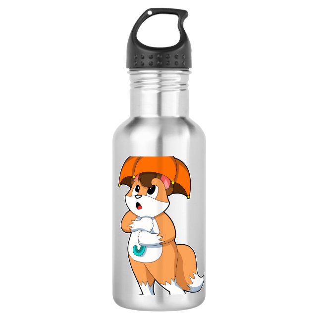 Fuchs mit Umbrella Edelstahlflasche (Vorderseite)