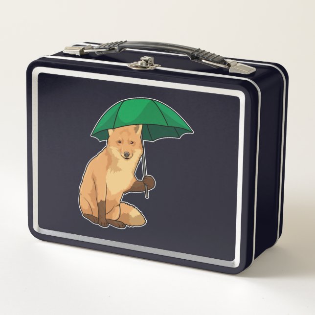 Fuchs mit Umbrella Metall Brotdose (Vorderseite)